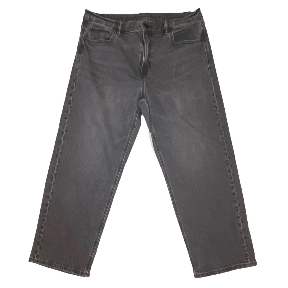 American Eagle Ex Boyfriend Jeans Gray Studded Stretch Denim Straight Women's